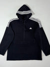 Vintage Adidas Black Three Stripe Half-Zip Anorak Hoodie (XL)