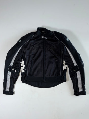 FLM Greyhound Black Mesh Motorcycle Racing Jacket Padded Women’s (S)