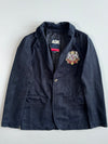 ASK Enquired Navy Cotton Blazer with Heraldic Crest Patch (M)