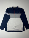 Adidas Navy & Grey Colorblock Quarter Zip Pullover (2XL)