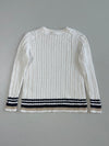 Tommy Hilfiger Cream Cable Knit Sweater with Navy Varsity Stripe Hem (S)