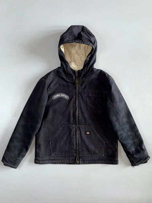 Dickies “Curb Design” Black Sherpa-Lined Hooded Jacket (XS)
