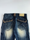 Tesilin Jeans | Heavy Studded Distressed Baggy Jeans (W:34 |L:39)