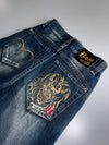 Big Group Jeans | Japanese Tiger Embroidered Straight Jeans | Dark Indigo (W:28|L:43)