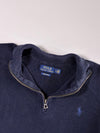 Polo Ralph Lauren Navy Quarter-Zip Pima Cotton Sweater (L)