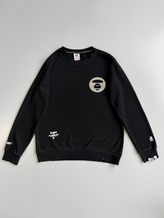 AAPE by A Bathing Ape | Moonface Reflective Logo Crewneck Sweatshirt (M)