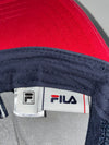 FILA Classic Logo White Navy Red Trucker Mesh Cap (Adjustable)