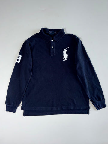 Polo by Ralph Lauren Big Pony Long Sleeve Polo with #3 Sleeve Patch – Navy (M)