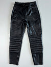 MQP Black Leather Ribbed Motorcycle Pants (W:28|L:40)
