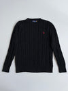 Polo Ralph Lauren Black Cable Knit Crewneck Sweater (L)