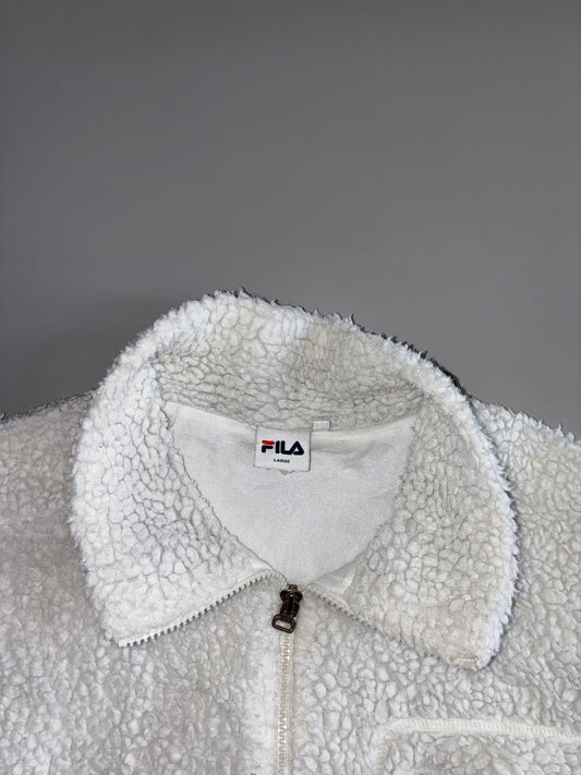 FILA | Biella Italia Sherpa Fleece Full-Zip Jacket | White (XL)