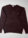 Lacoste Wool V-Neck Sweater – Chocolate Brown (XL)