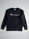 Champion Script Logo Crewneck Sweatshirt – Black, Size Large (M)