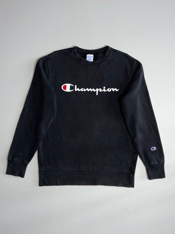 Champion Script Logo Crewneck Sweatshirt – Black, Size Large (M)