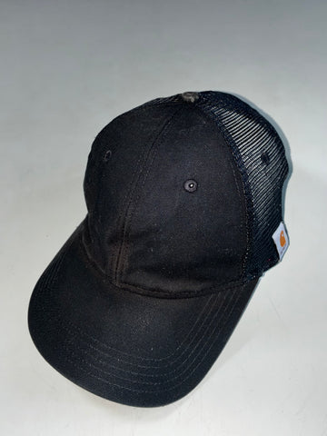 Carhartt Black Canvas Mesh-Back Trucker Cap – Minimal Blank Front (Adjustable)
