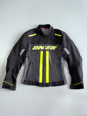 Onza Italia | Mesh Moto Jacket | Black & Neon Yellow (Paded) (XS)