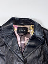 Pil's | Black Leather Blazer – Printed Satin Lining women’s (XXS)