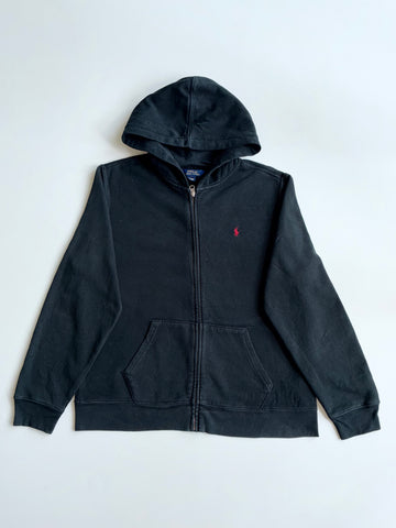 Polo Ralph Lauren Black Zip-Up Hoodie – Red Pony Logo (L)