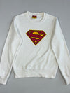 Superman x CACO White Crewneck Sweatshirt – Classic S Shield Logo (S)