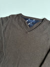 Tommy Hilfiger Cotton Cashmere V-Neck Sweater – Brown (XL)