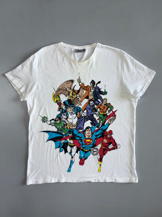 DC Comics Originals | Justice League & Villains Graphic Tee | White (XL)