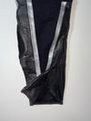 Vintage Lookwell Leather Motorcycle Pants – Black Silver Panel Racing Biker Trousers (W:36) (L:44)