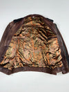 Vintage Brown Distressed Leather Detachable Sleeve Bomber Jacket (2XL)