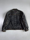 IGOR by Complices Vintage Black Denim Trucker Jacket Distressed Graphic Print Jean Jacket (3XL)