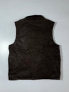 Woodland Pure Leather Sleeveless Vest with Plaid Lining – Brown (XL)