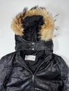 Vera Pelle Black Leather Jacket women’s attached cap with Fur-Trimmed Hood & Zip Pockets (XS)