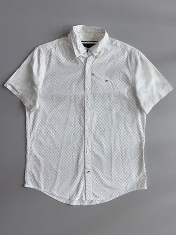 Tommy Hilfiger | Slim Fit Geo Print Short Sleeve Shirt | White (S)
