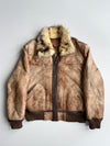 Shepherd Genuine Leather Shearling Fur Collar Bomber Jacket (M/L)