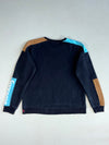 Supreme Navy Colour Block Crewneck Sweatshirt – Sleeve Logo, Made in Canada (M)