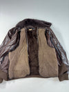 Vintage Arizona Jean Co. Brown Leather Bomber Jacket with Fur Collar Furr Inside (L)
