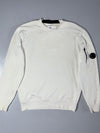 C.P. Company Garment-Dyed Lens Crewneck Sweatshirt – Off-White/Cream (M)