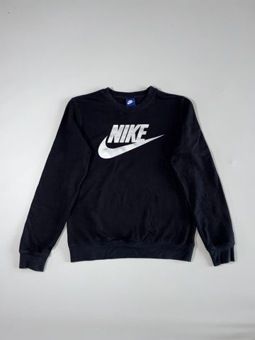Nike Sportswear Big Swoosh Logo Crewneck Sweatshirt — Black / White (S)