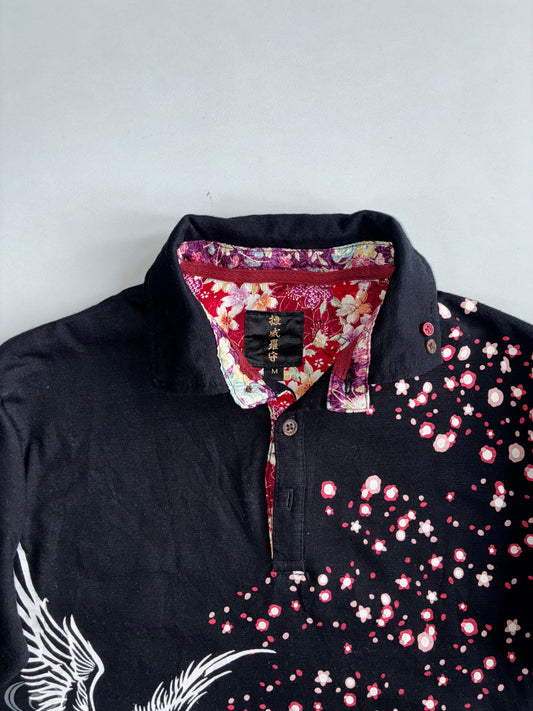 Japanese Phoenix & Cherry Blossom Graphic Polo (Xs)