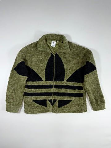 Adidas Originals Big Trefoil Sherpa Fleece Full Zip Jacket – (L)