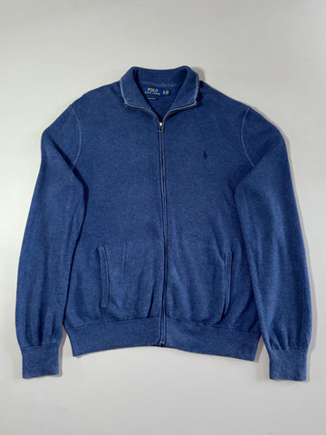 Polo Ralph Lauren Navy Pima Cotton Full-Zip Knit Sweater (XL)