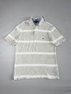 Tommy Hilfiger Grey & White Striped Classic Polo Shirt (L/XL)