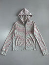 Nike Grey Striped Zip Hoodie (L)