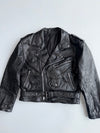 Jinglers Vintage Black Pure Leather Biker Jacket Belted Zip Up (L)