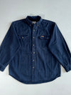Carhartt Navy Twill Button-Down Work Shirt – Twin Flap Pockets, 100% Cotton (2XL)