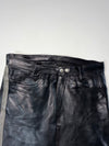 Vintage Black Leather Grey Side Stripe Biker Pants (W:30) (L:38)