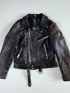Vintage Distressed Belted Leather Jacket (S)