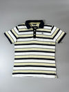 Lee Striped Polo T-Shirt — White / Black / Yellow | (L)