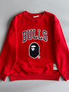 Bape x Mitchell & Ness Chicago Bulls Crewneck  Red, NBA Hardwood Classics (L)