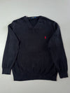Polo Ralph Lauren Black V-Neck Knit Sweater –(L)