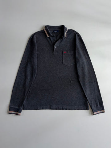 Burberry London Long Sleeve Polo Shirt Charcoal Grey (L)