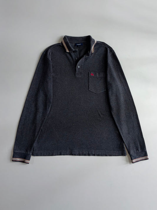 Burberry London Long Sleeve Polo Shirt Charcoal Grey (L)